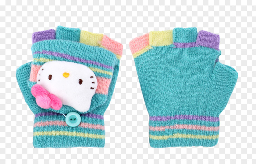 Hello Kitty Blue Woolen Gloves Glove Wool PNG