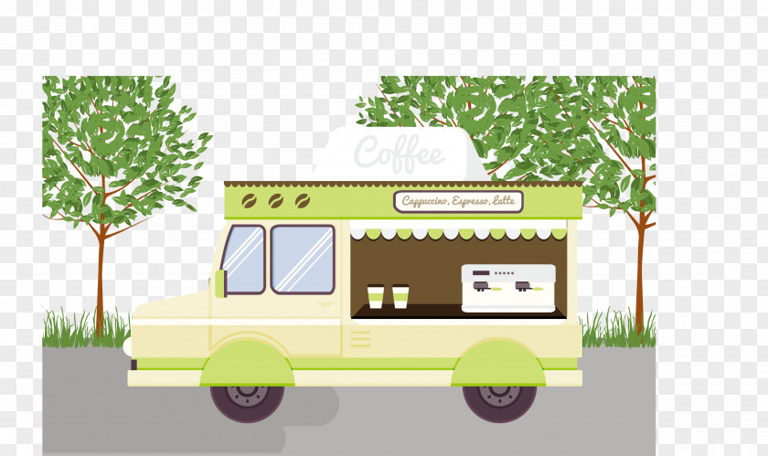 Vector Illustration Coffee Car PNG