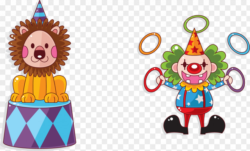 Cartoon Clown Lion Circus PNG