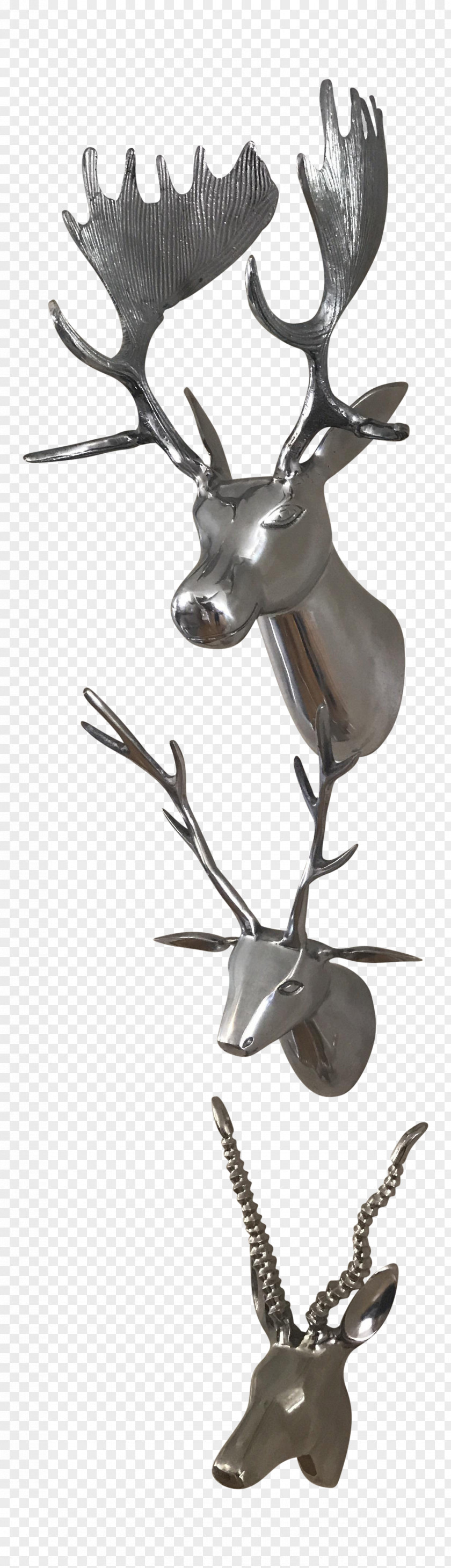 Deer Horns Silver Metal Reindeer Taxidermy Animal PNG