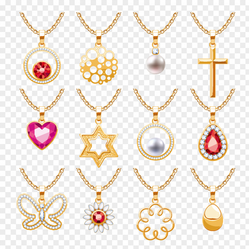 Luxury Gold Diamond Necklace Vector Material Jewellery Chain PNG