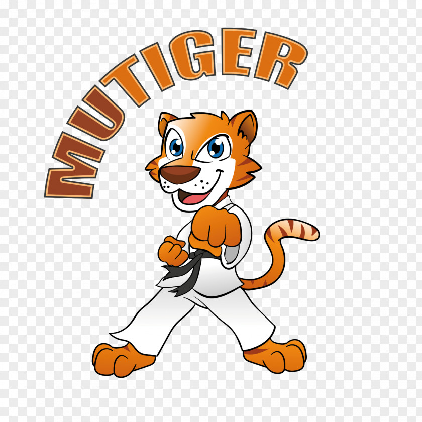 Taekwondo Kids Tiger Big Cat Mascot Clip Art PNG