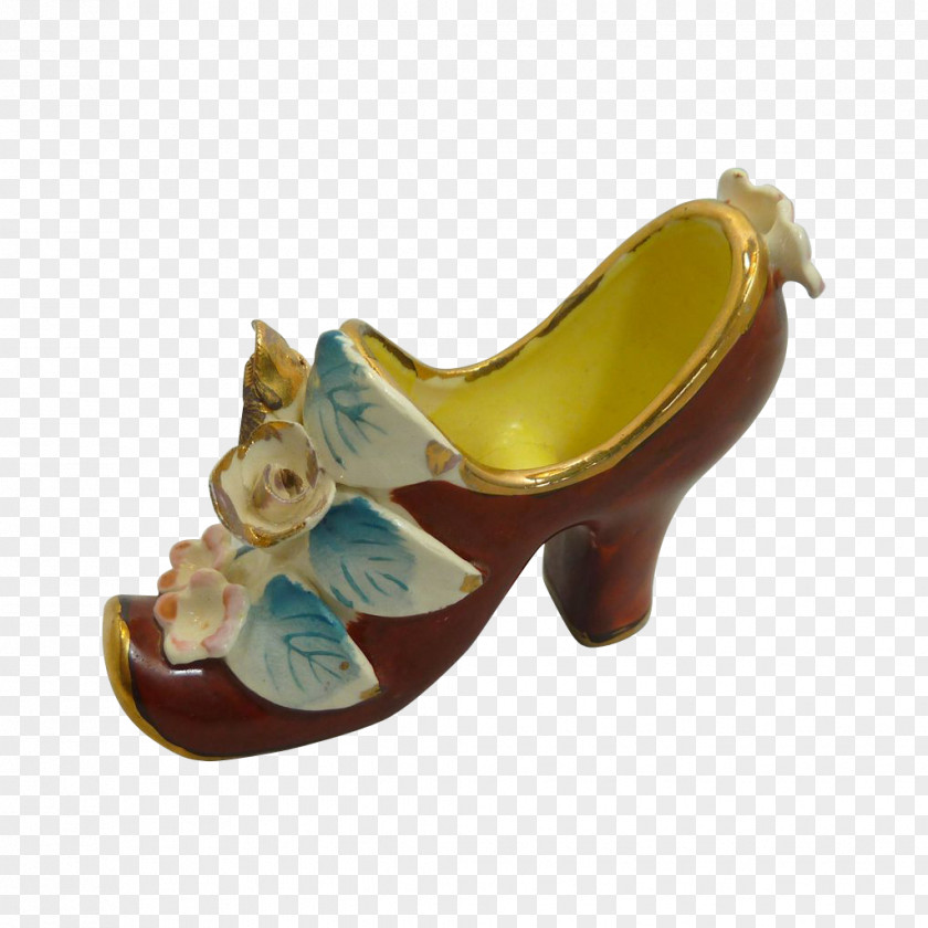 Handpainted Antique Jewelry Slipper Porcelain Figurine Shoe Ruby Lane PNG