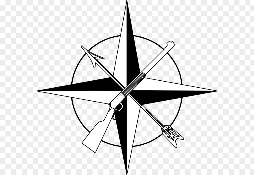 Compass Rose Black And White Clip Art PNG
