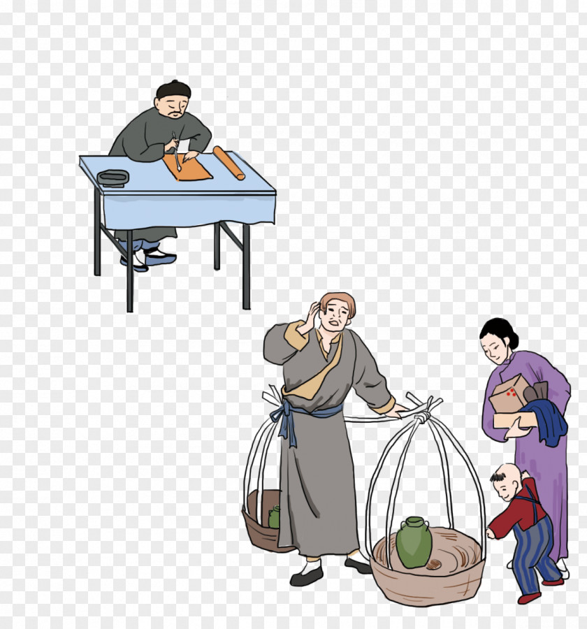 Hand-painted Ancient People Cartoon Comics PNG