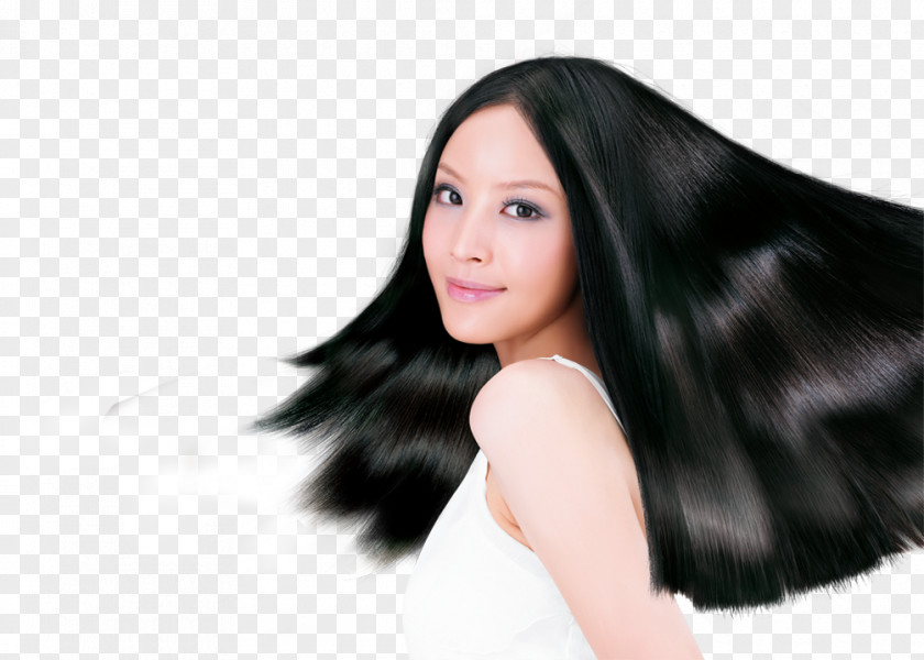 Model Black Hair Dryer Shampoo Long Care PNG