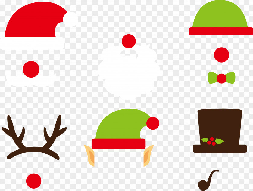 Retro Antlers Christmas Hats Santa Claus Photography Clip Art PNG