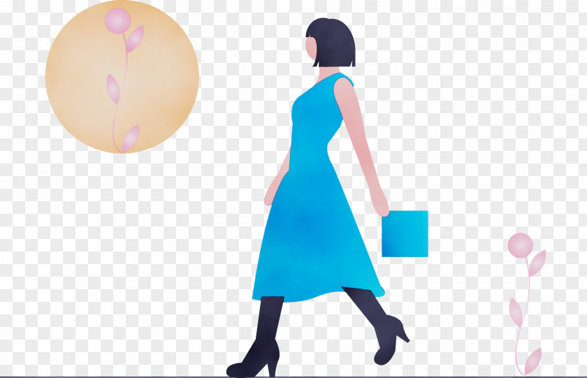 Turquoise Standing Dress Animation Silhouette PNG