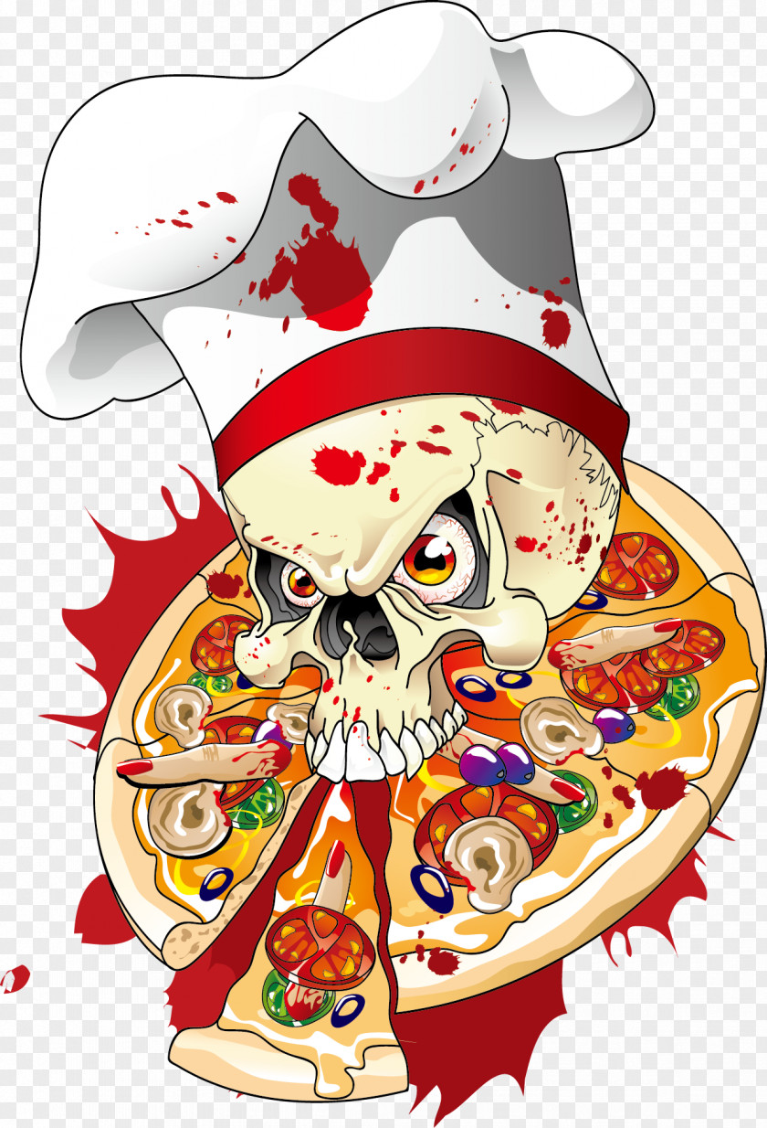 Pizza On The Skull Delivery Illustration PNG