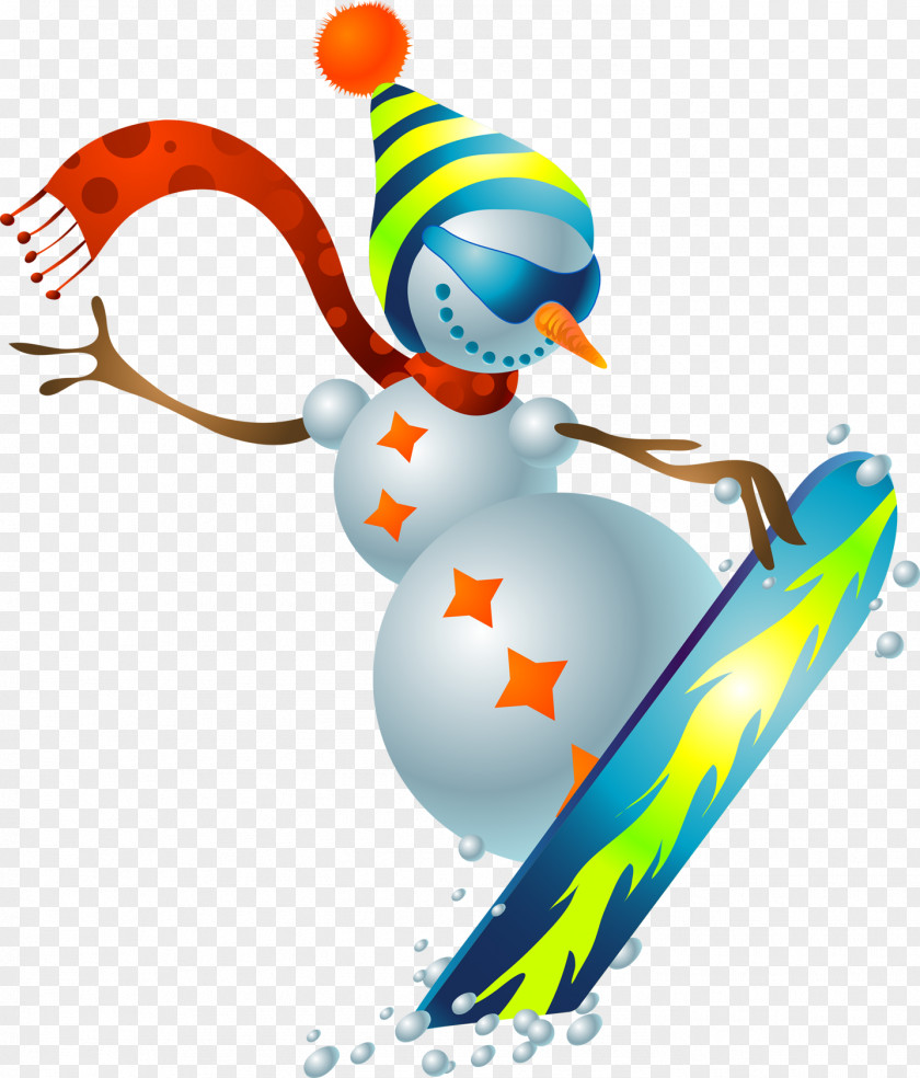 Hand-painted Cartoon Snowman Cool Skateboard Royalty-free Photography Illustration PNG