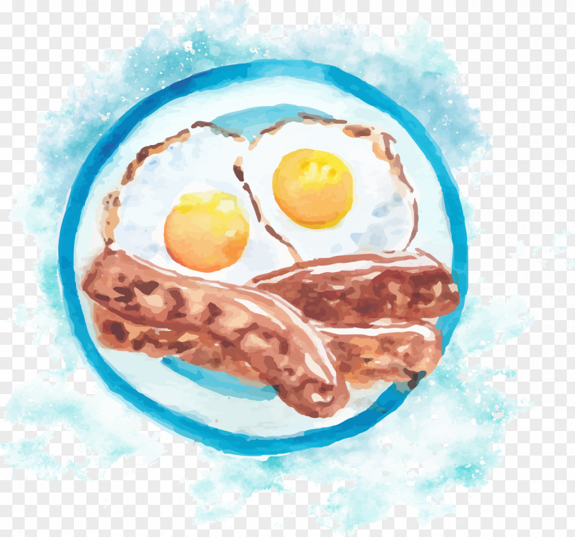 Vector Hand-painted Bacon Omelette Fried Egg Breakfast Bacon, And Cheese Sandwich Ham PNG
