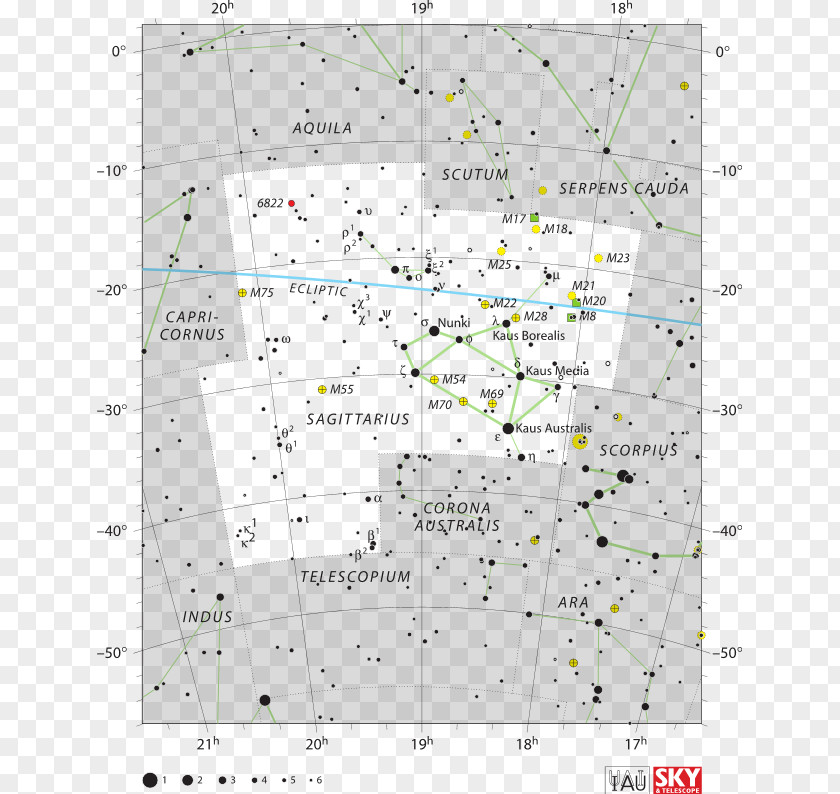 Sagittarius Constellation Star Chart Omega Nebula Messier Object PNG