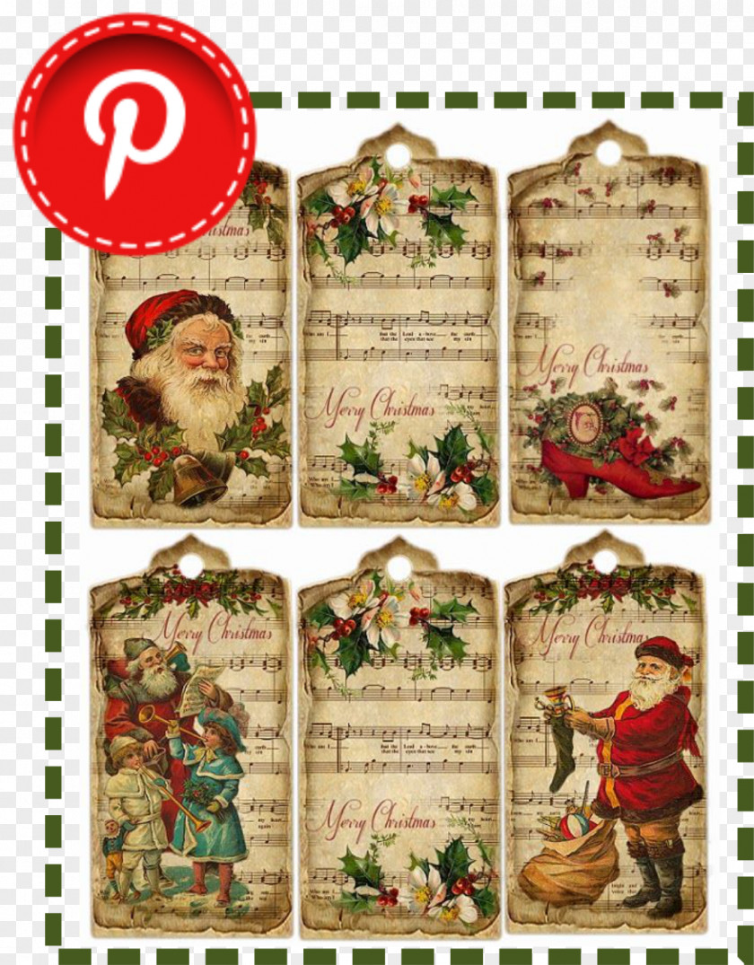 Vintage Christmas Paper Scrapbooking Card Gift PNG