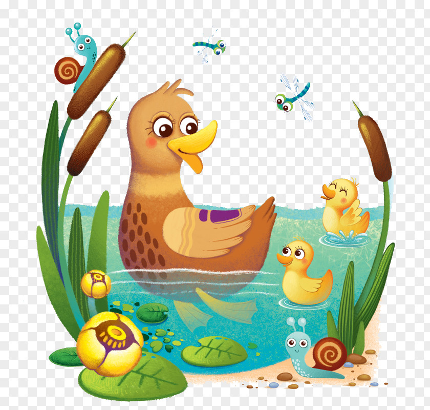 And Hand-painted Cartoon Little Duck Drawing Illustration PNG