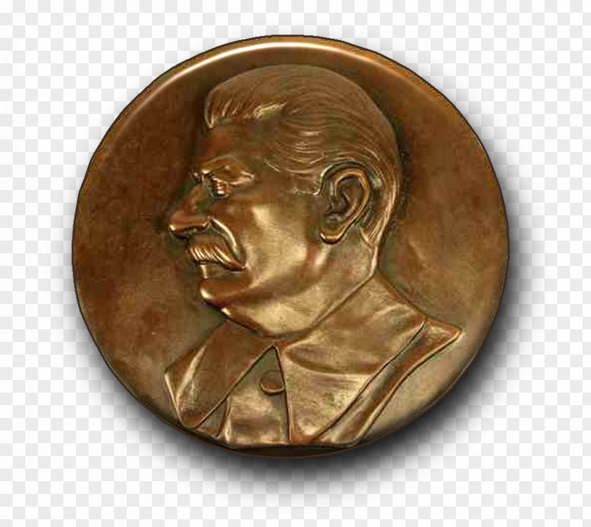 Stalin Bronze Bust Copper Metal Medal PNG