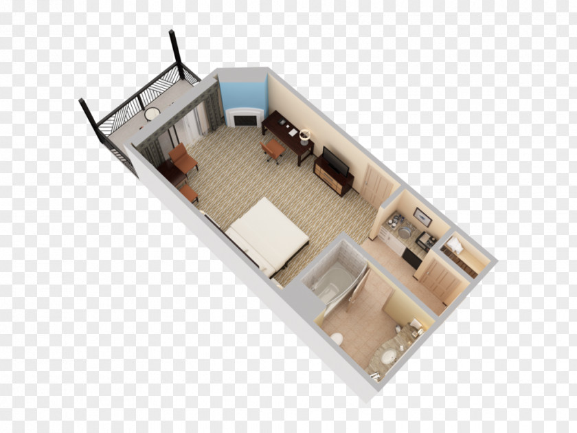 Balcony 3D Floor Plan Bedroom PNG
