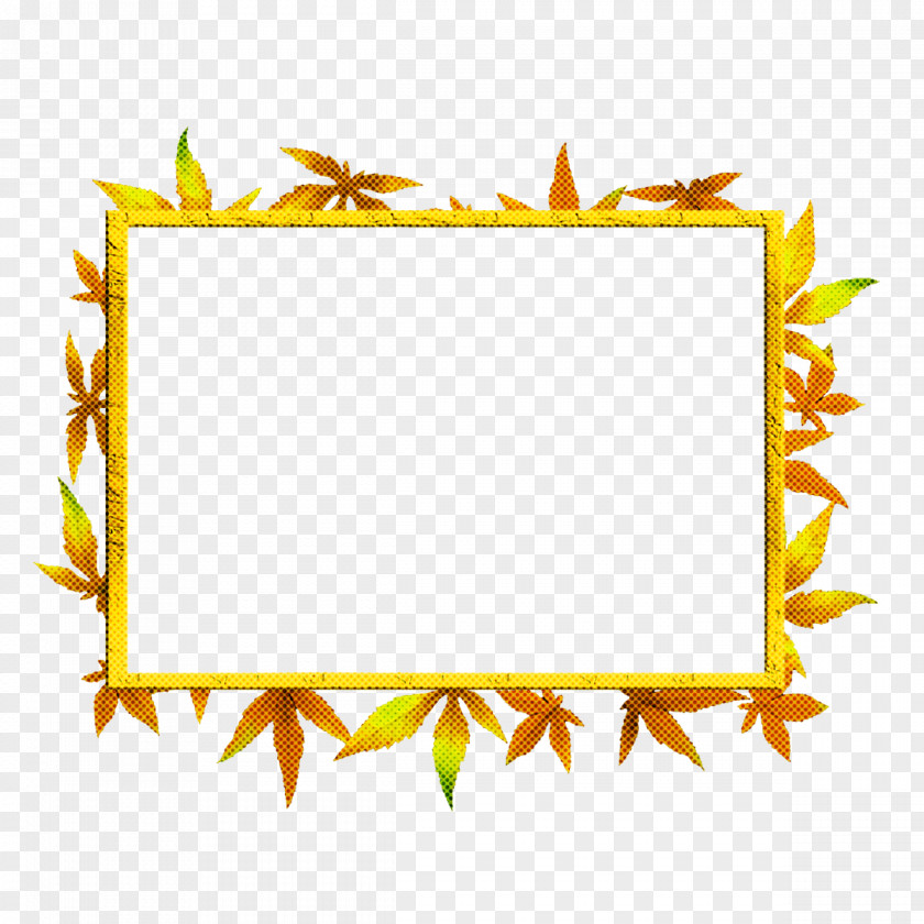 Picture Frame Leaf Background Yellow PNG