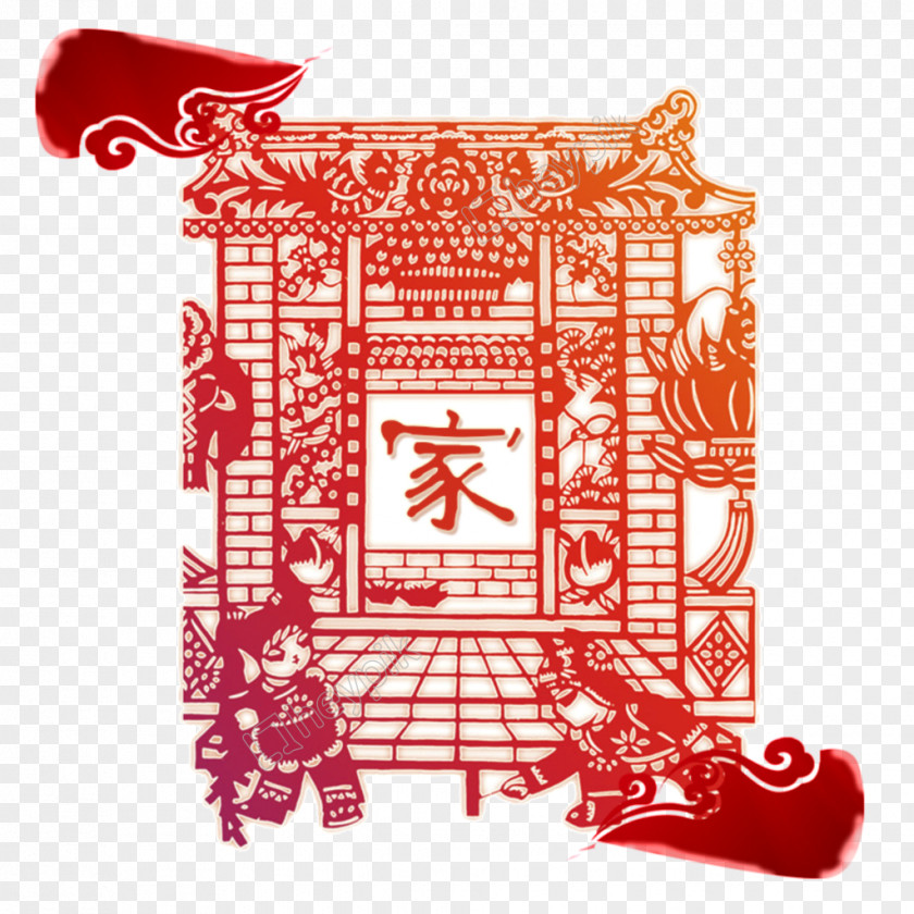 Chinese New Year Fu Papercutting Design Image PNG