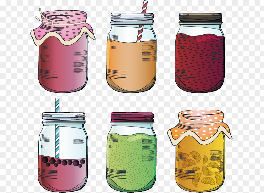 Vector Hand-painted Glass Jar Filled With Juice Mason Euclidean PNG
