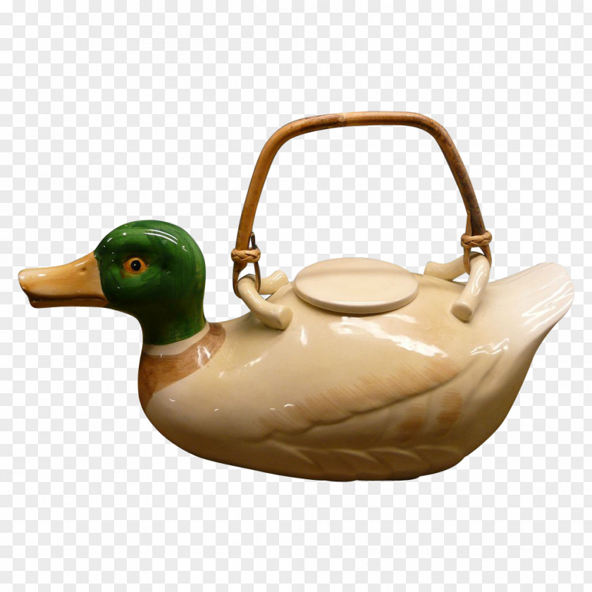 Hand Painted Teapot Mallard Duck Kettle PNG