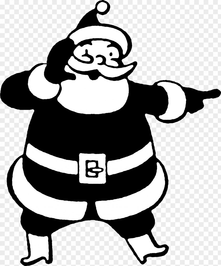 Santa Claus Christmas Black And White Clip Art PNG