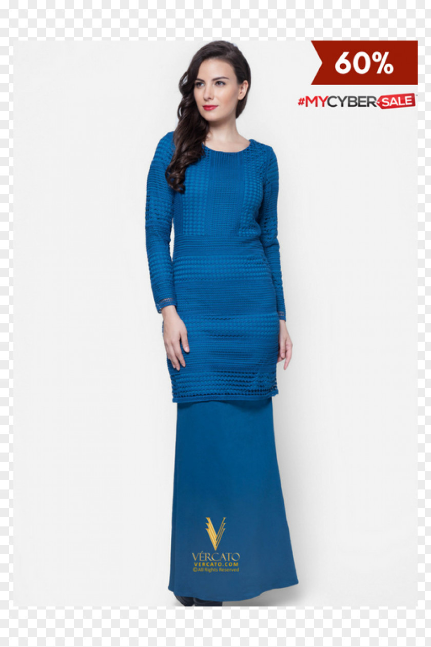 Dress Baju Kurung Navy Blue Cocktail PNG