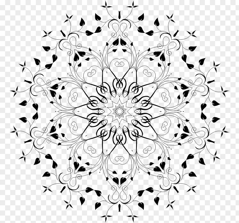 Design Floral White Symmetry Pattern PNG