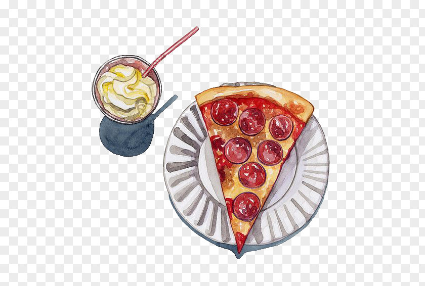 Pizza Food Watercolor Painting Drawing Illustration PNG