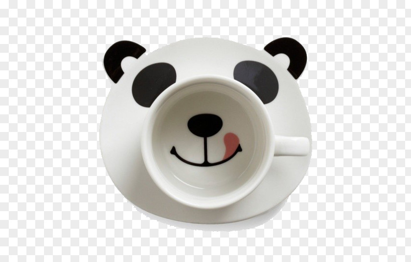 White Panda Plate Tea Coffee Espresso Mug Cup PNG