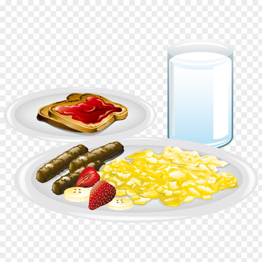 Vector Breakfast Sausage Scrambled Eggs Fried Egg Bacon, And Cheese Sandwich PNG