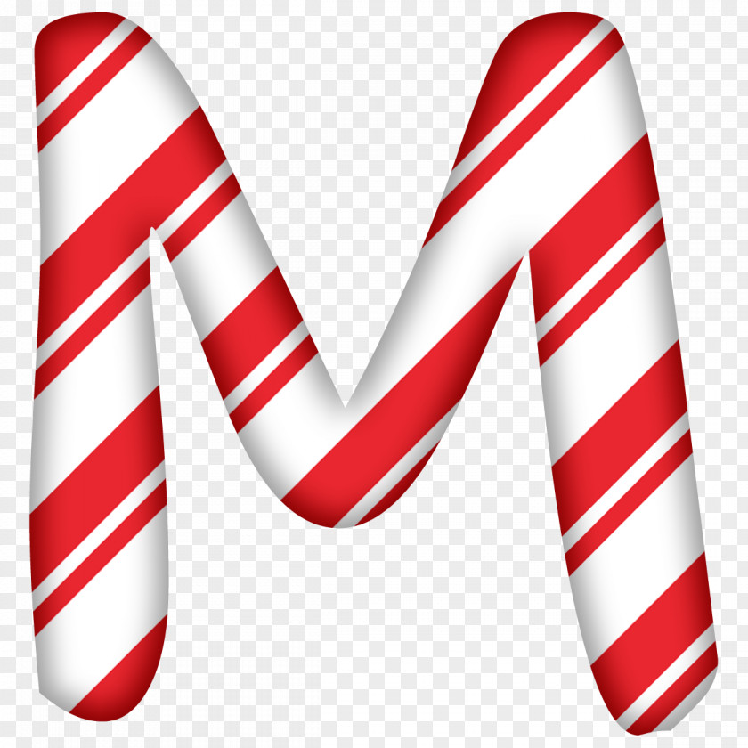 Letter M Candy Cane Santa Claus Christmas Alphabet PNG