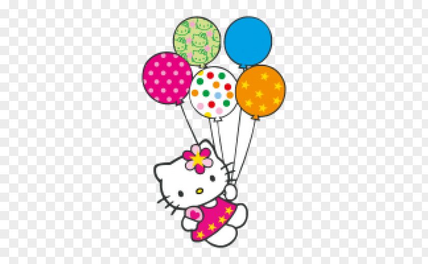 Hello Kitty With Balloons Birthday Cake Cat Clip Art PNG