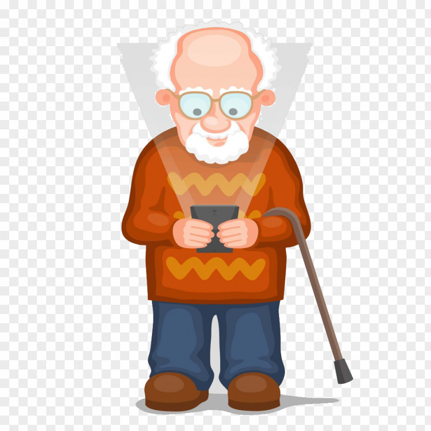 Honor Elders Old Man Age Mobile Phone Clip Art PNG