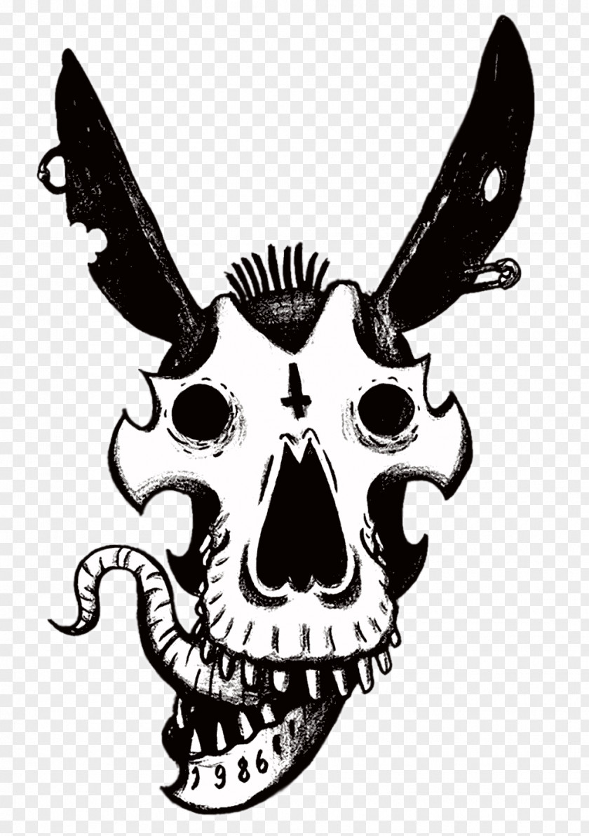 Punk Rock Legendary Creature Cat Skull PNG