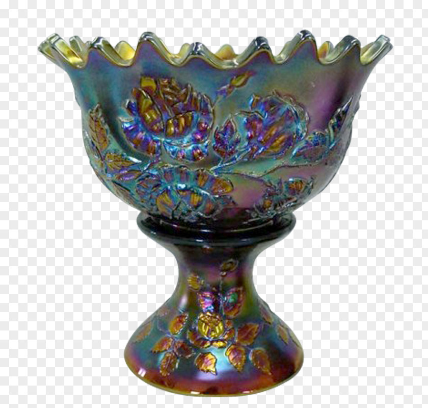 Blue Wreath Punch Bowls Carnival Glass PNG