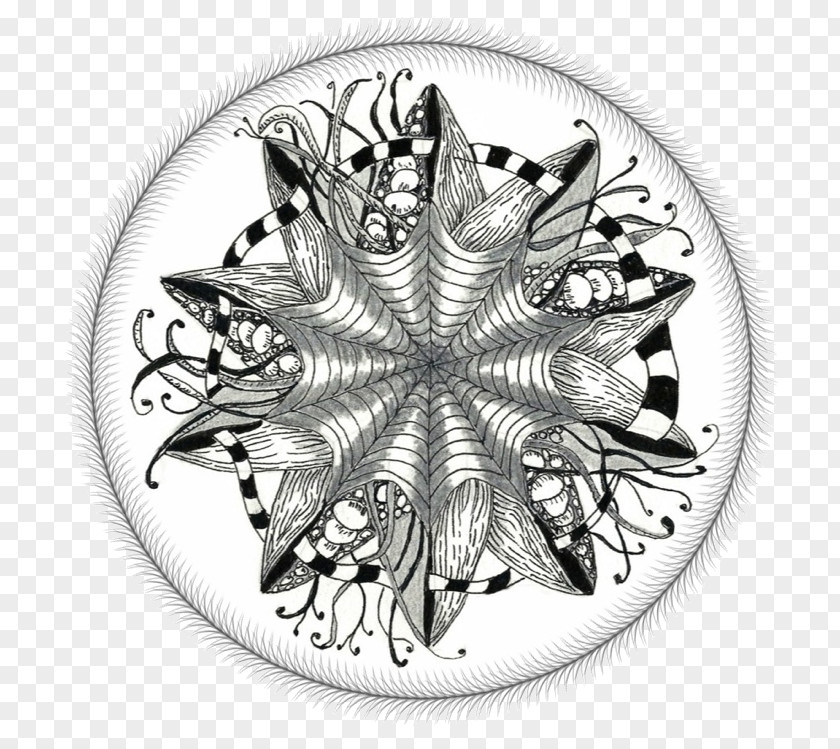 Metal Doodle Snowflake Background PNG