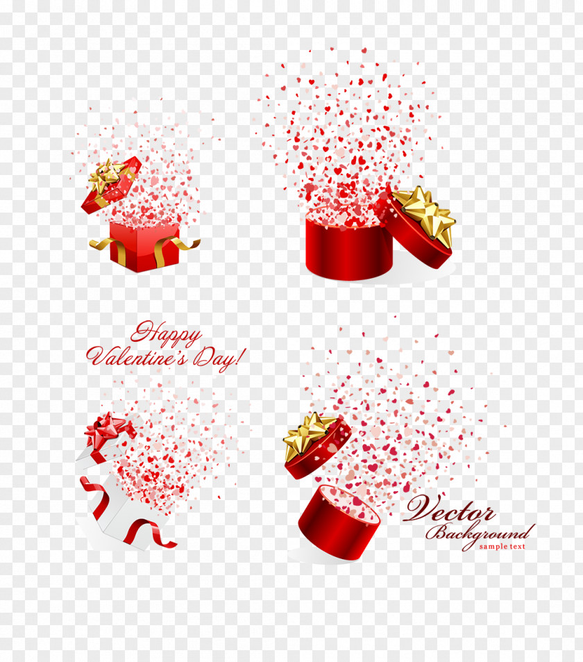 Red Box Gift Valentines Day Euclidean Vector Heart PNG