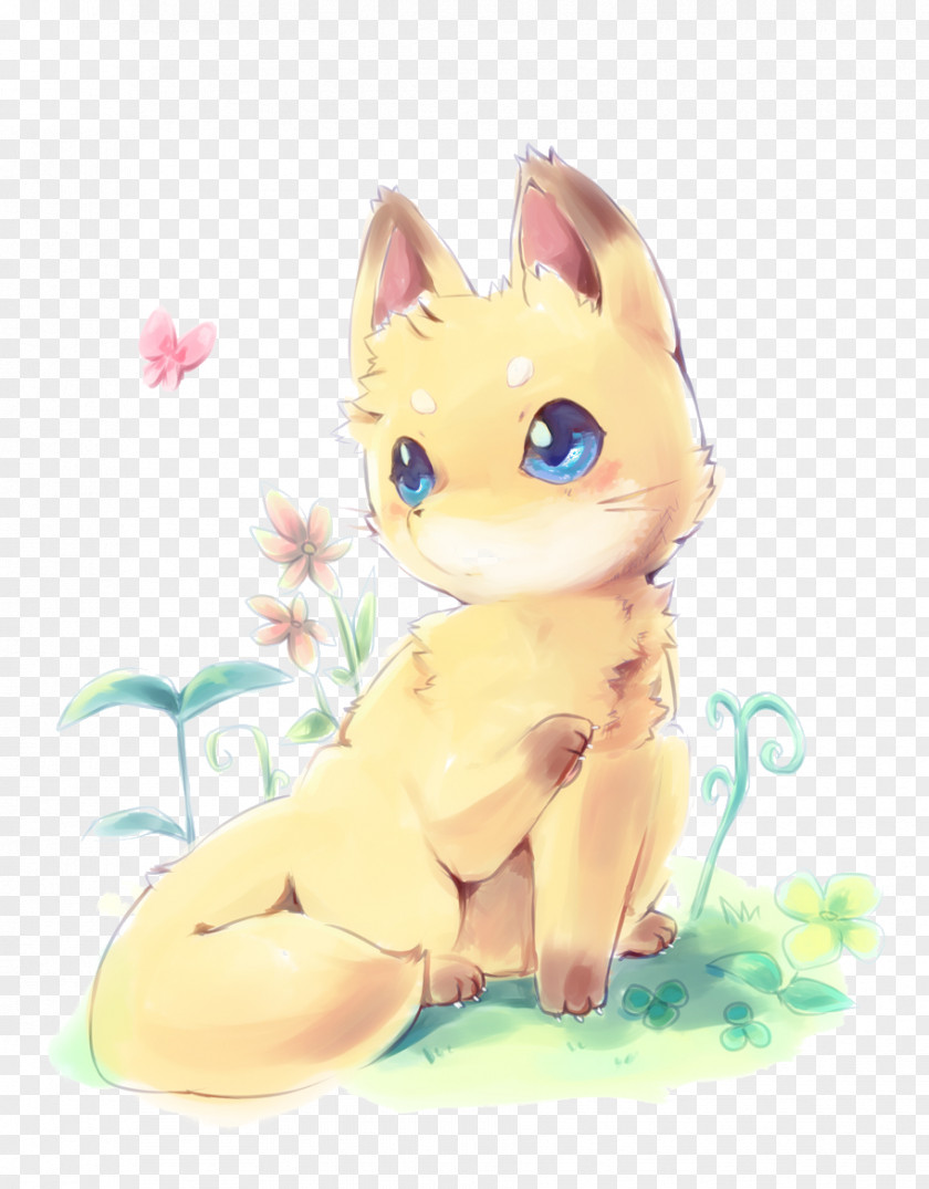 Cartoon Fox Kitten Whiskers Yellow Illustration PNG