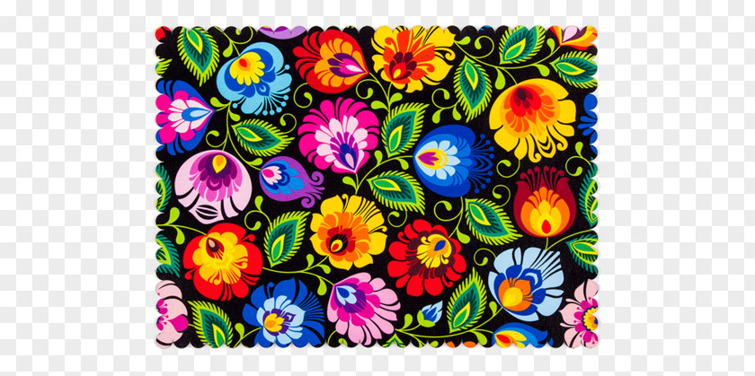 Polish Folk Table Łowicz County Cloth Napkins Floral Design Ludowidła.pl PNG
