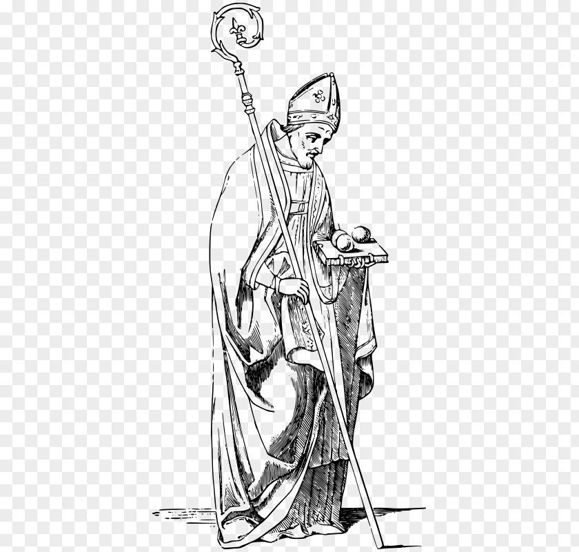 Saint Nicholas Line Art Cartoon Sketch PNG