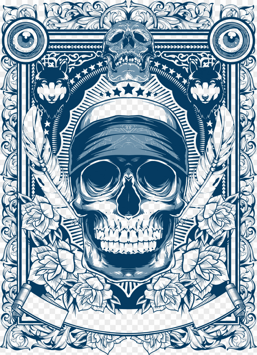 Europe And America Skull Vector Illustration Material T-shirt Graffiti PNG