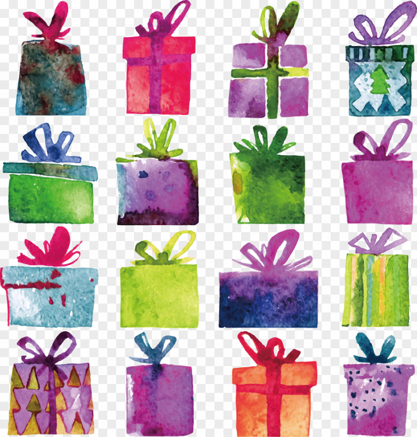 Gift Watercolor Painting Decorative Box Stock Photography PNG