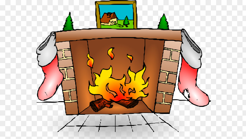 Chimney Flames Cliparts Santa Claus Fireplace Mantel Christmas Clip Art PNG
