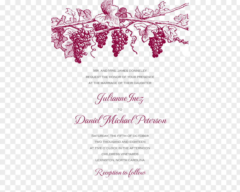 Wedding Invitation Paper Mountain Run Winery Common Grape Vine PNG