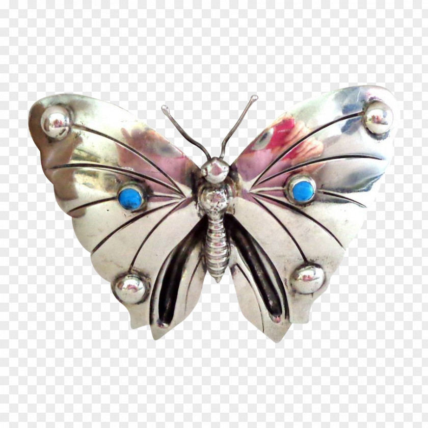 Silver 1920s Brush-footed Butterflies Brooch 1940s Mexico PNG