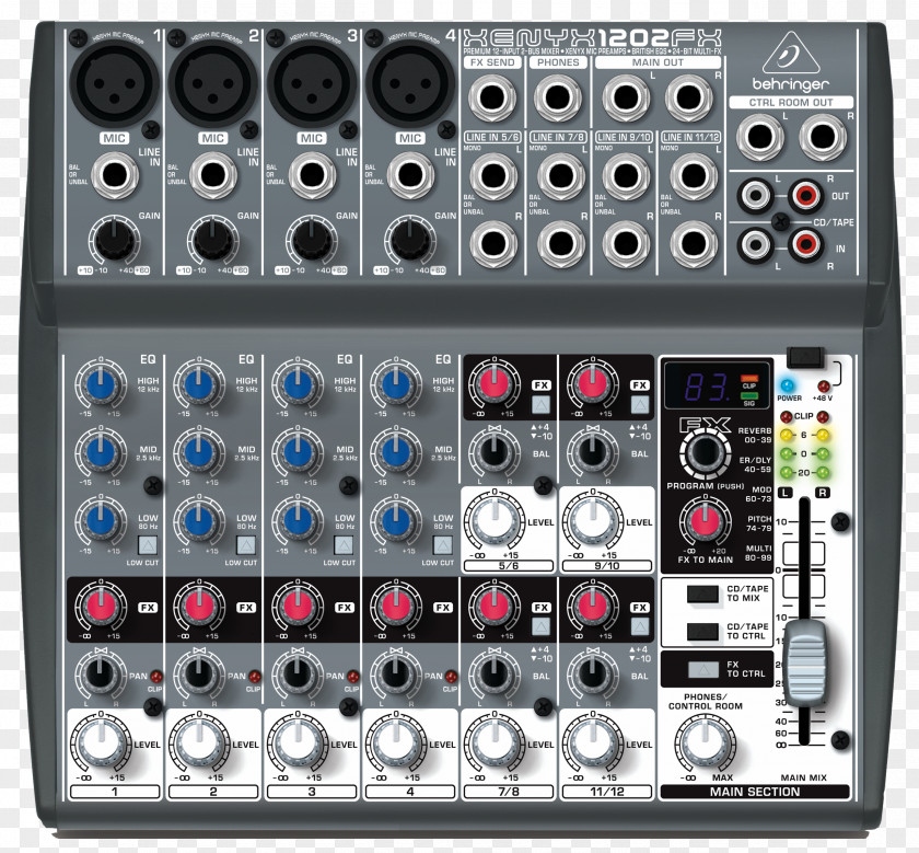 Microphone Behringer Xenyx 1202FX Audio Mixers 802 PNG