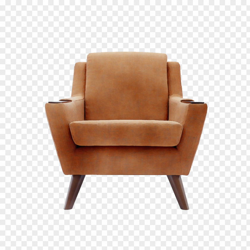 Beige Leather Chair Furniture Club Tan Brown PNG
