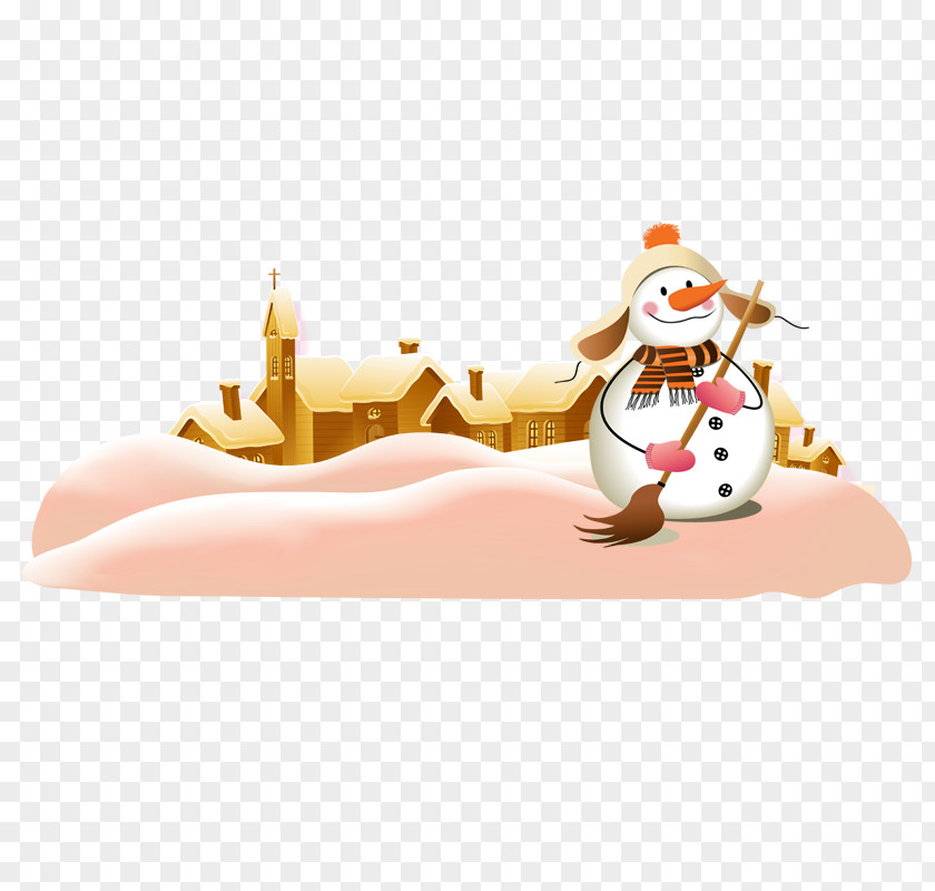 Cute Snowman Snow Layered Material Winter PNG