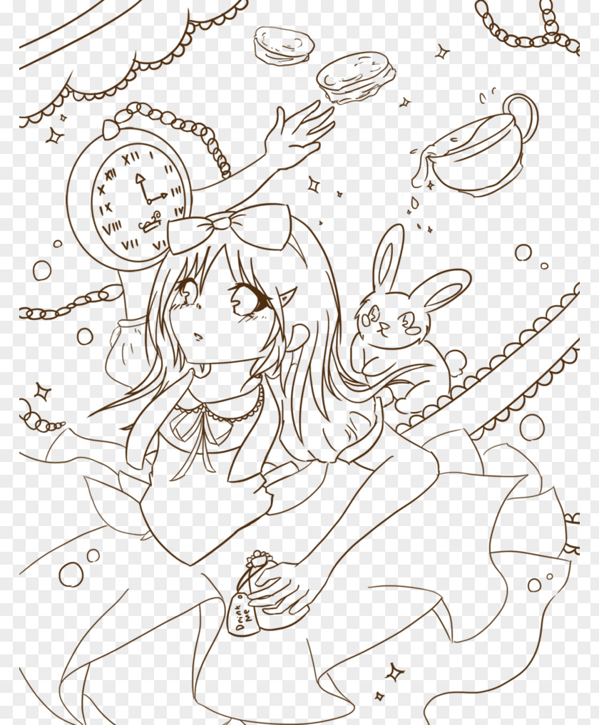Alice In Wonderland Drawing Art Monochrome PNG