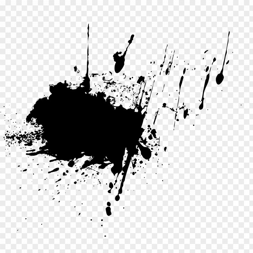 Splatter Black And White Graphic Design Monochrome Clip Art PNG